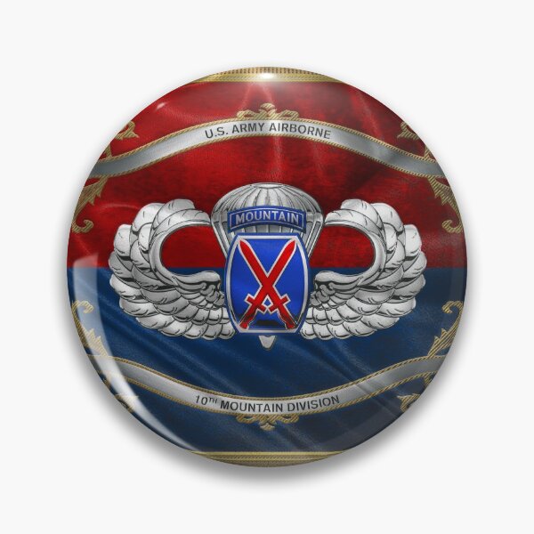 Item preview, 10th Mountain Division - 10th MTN Insignia with Parachutist Badge over Flag designed and sold by Serge Averbukh Art Studio.