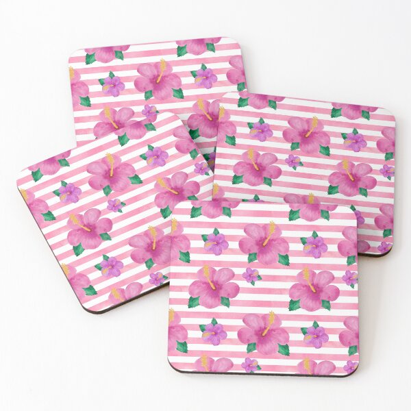 Item preview, Tropical Beach Summer Nautical Vacation | Aloha Hawaii Pink Flowers | Blue Stripes | Pretty Face Masks Dust Masks  designed and sold by rdorsey8.