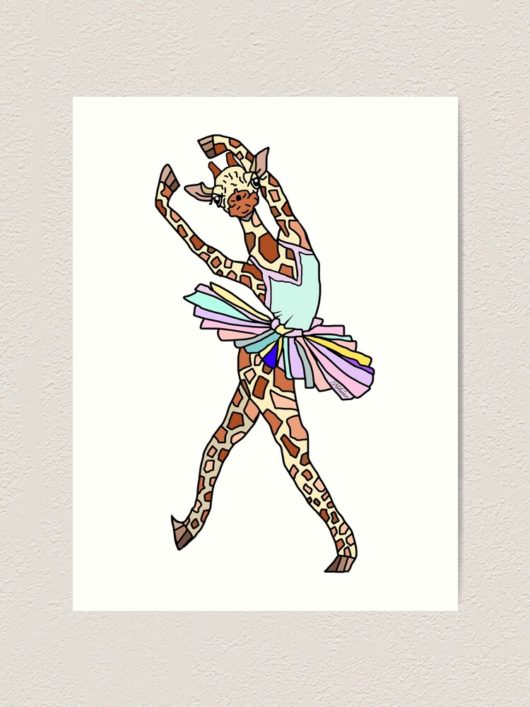 Alternate view of Giraffe Ballerina Tutu Art Print
