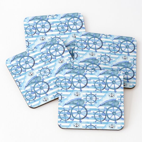 Item preview, Tropical Beach Summer Nautical Vacation | Blue Ship Captain Stripes Watercolor  | Pretty Face Masks Dust Masks  designed and sold by rdorsey8.