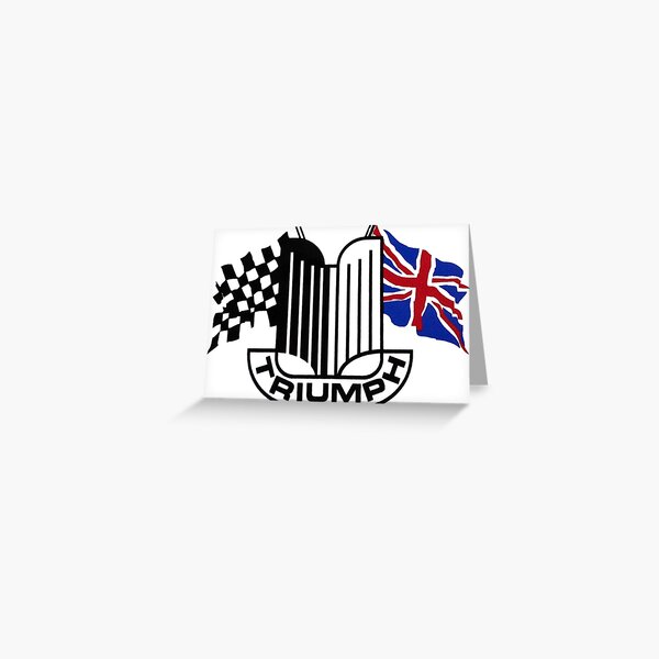 Triumph Shield with Checkered Racing and British Flag Greeting Card