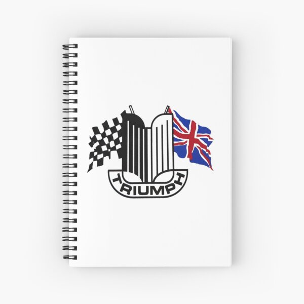 Triumph Shield with Checkered Racing and British Flag Spiral Notebook
