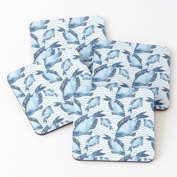 Item preview, Tropical Beach Summer Nautical Vacation | Blue Fish Fishies Watercolor  | Pretty Face Masks Dust Masks  designed and sold by rdorsey8.