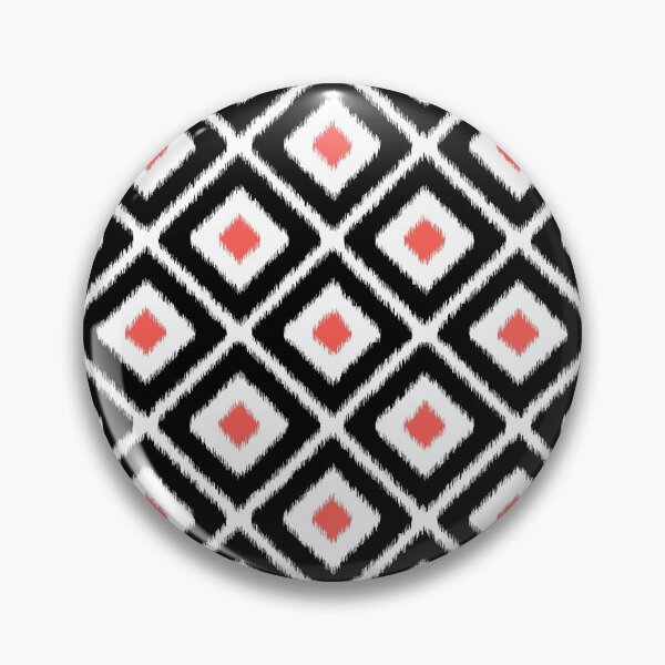 Item preview, Black and coral ikat diamond pattern designed and sold by IoanaHraball.