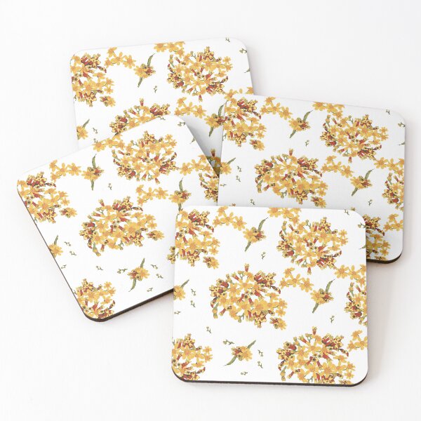 Item preview, Yellow & red flowers in clusters on white. designed and sold by Kate Twohig.