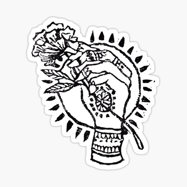 Henna Hand Holding a Flower Sticker