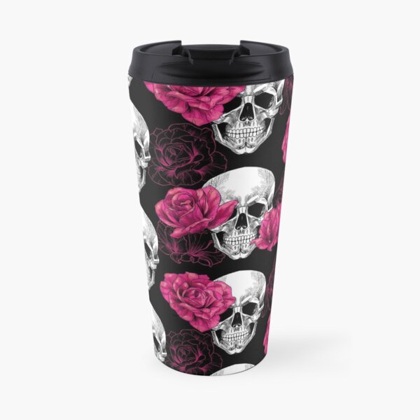 Roses and Skulls Travel Coffee Mug