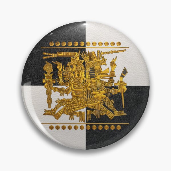 Item preview, Codex Borgia - Aztec Gods - Gold Mictlantecuhtli with Quetzalcoatl on Black and White Leather  designed and sold by Serge Averbukh Art Studio.