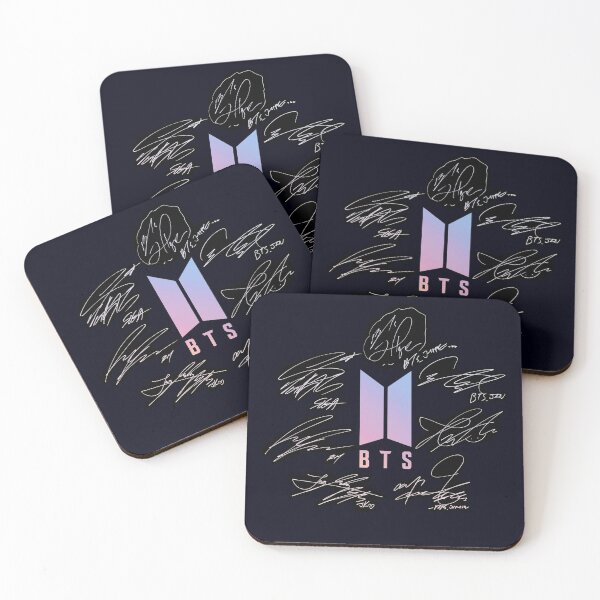 BTS - Logo with new signatures 2020 (pastel) Coasters (Set of 4)