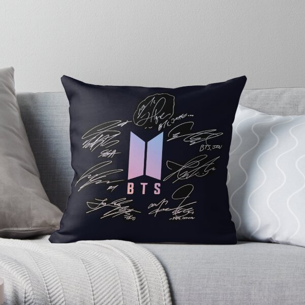 BTS - Logo with new signatures 2020 (colorful) Throw Pillow