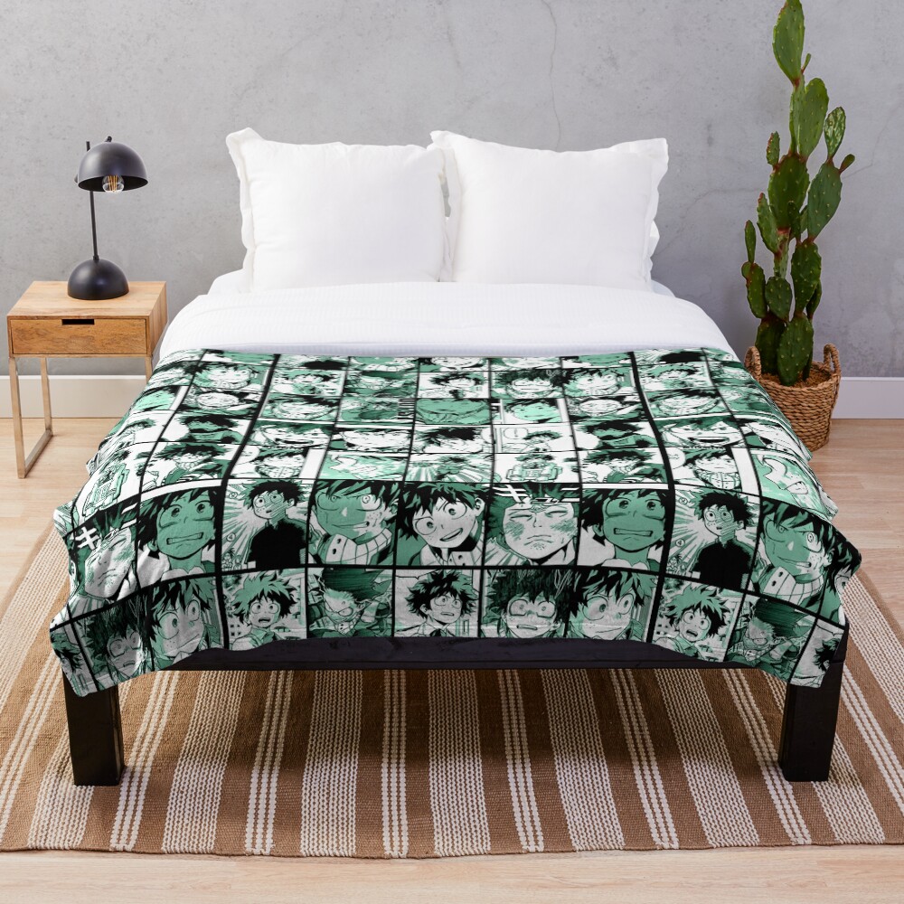 Midoriya Izuku collage color version Throw Blanket