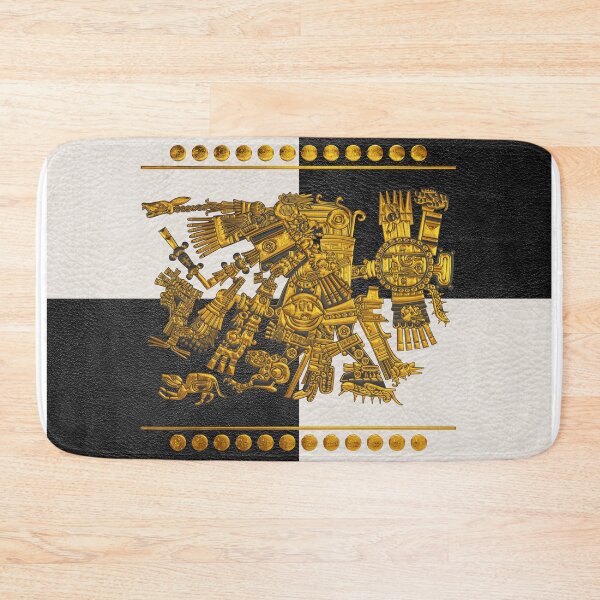 Item preview, Codex Borgia - Aztec Gods - Gold Tezcatlipoca - Smoking Mirror on Black and White Leather designed and sold by Serge Averbukh Art Studio.