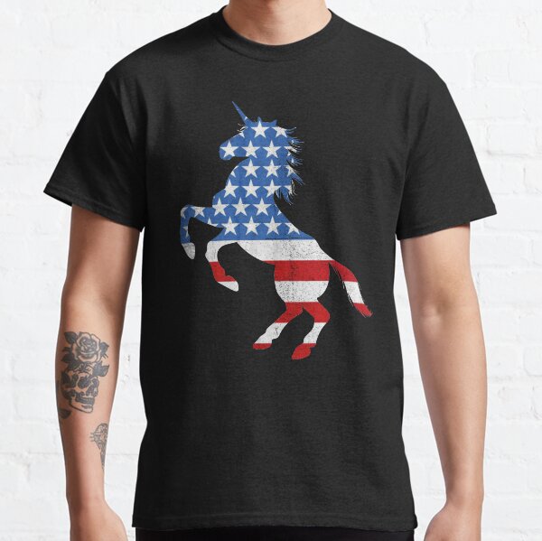 Unicorn American Flag 4th of July Classic T-Shirt