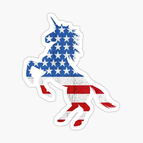 Unicorn American Flag 4th of July Sticker