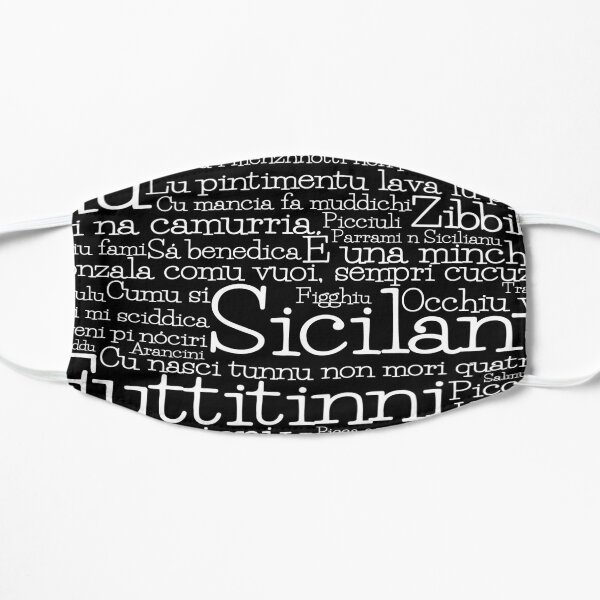 Black and White Sicily Word Map Flat Mask