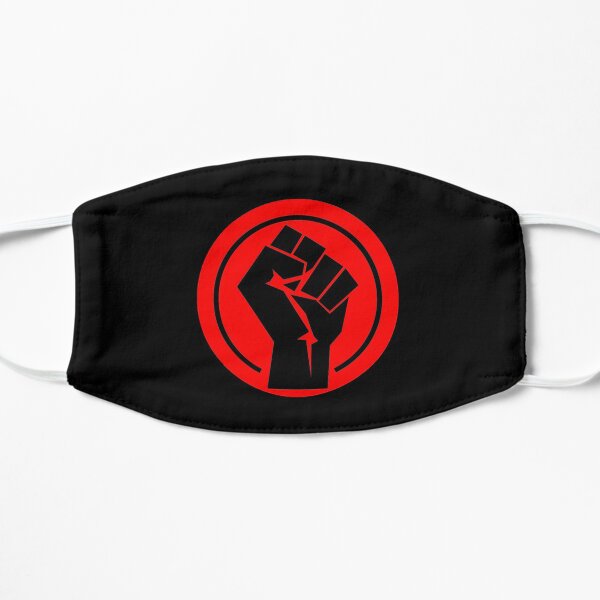 RED Black socialist fist Flat Mask