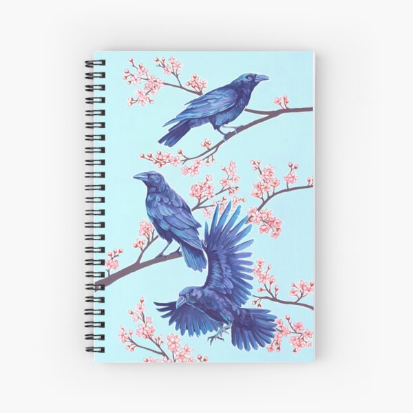 Aperçu de l'œuvre Meurtre au printemps - corbeaux et fleurs fleuries créée et vendue par lisalaroseart.