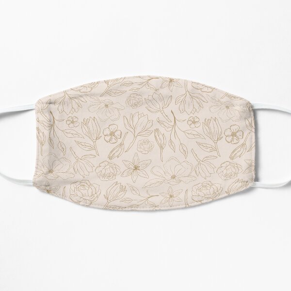 Gold Magnolia Pattern Flat Mask