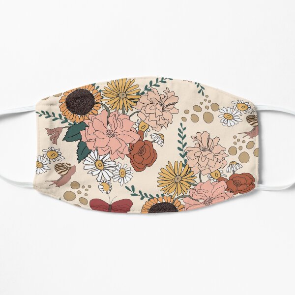 Flower Bouquet, Snail, and Butterfly Surface Pattern Design Flat Mask
