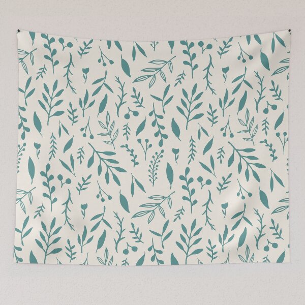 Item preview, Teal Falling Leaves Pattern designed and sold by Lauren Ullrich.