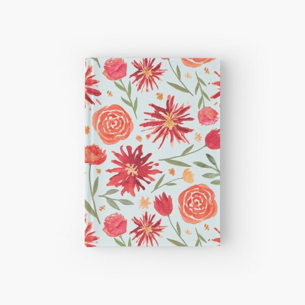Red Flower Burst Pattern Hardcover Journal