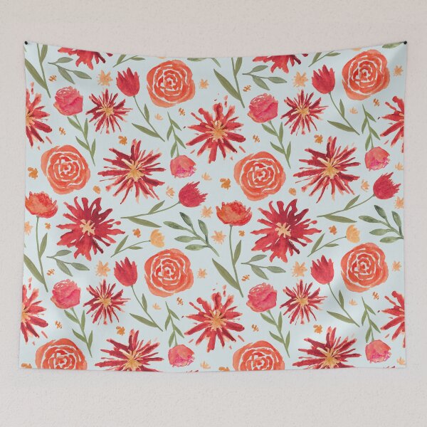 Item preview, Red Flower Burst Pattern designed and sold by Lauren Ullrich.