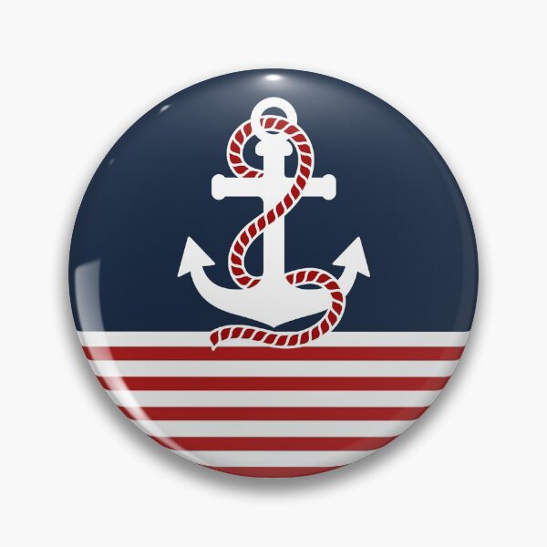 Item preview, Nautical red white stripes and red anchor on blue background designed and sold by IoanaHraball.