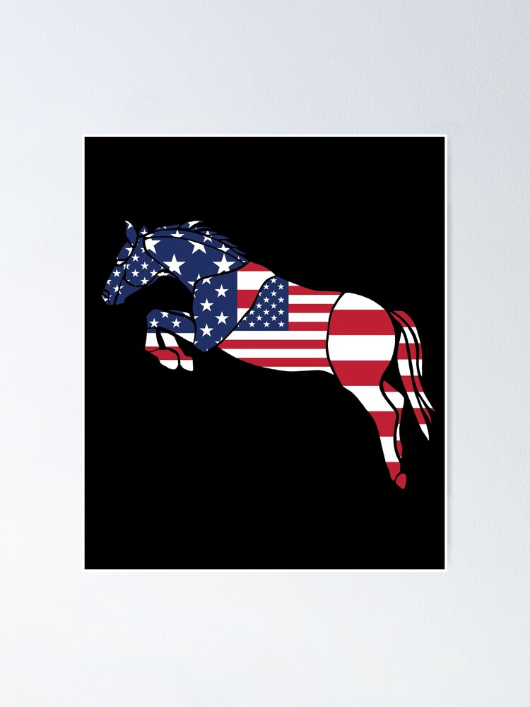 Haustier Pferd Usa Flagge Rot Weiss Blau Sterne Streifen Poster Von Mousung Redbubble