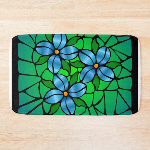 Item preview, Stained Glass Blue Flowers designed and sold by elledeegee.