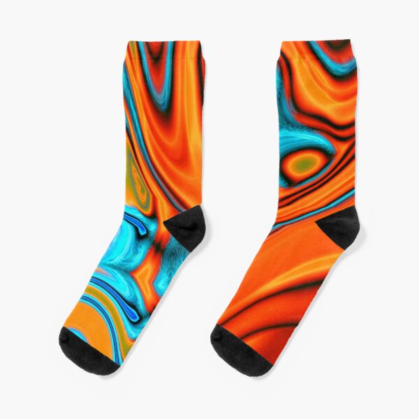 vivid modern Southwest hipster turquoise orange swirls Socks