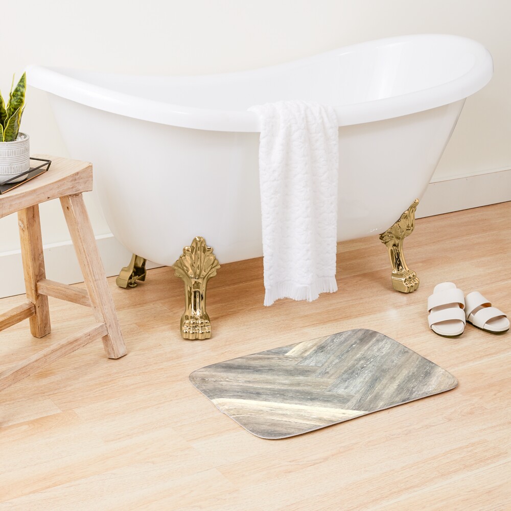 contemporary Caramel brown grey Beige farmhouse barn wood Bath Mat