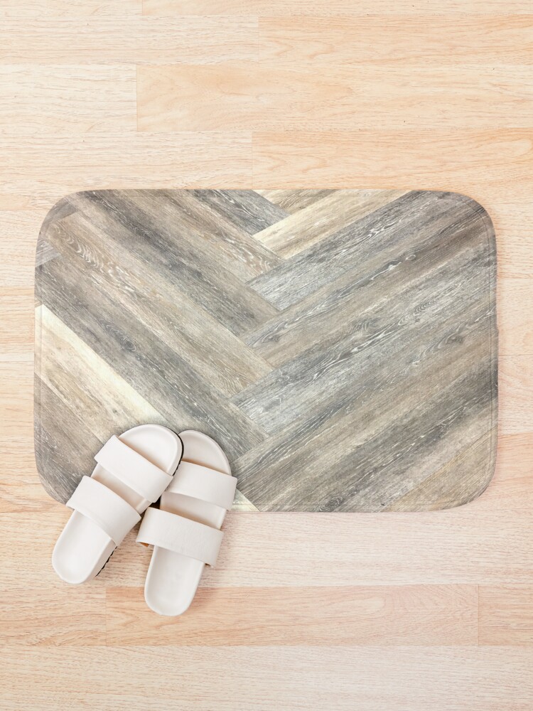 Alternate view of contemporary Caramel brown grey Beige farmhouse barn wood Bath Mat