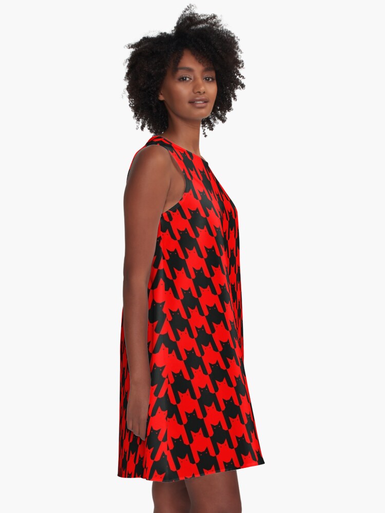 red and black houndstooth dress