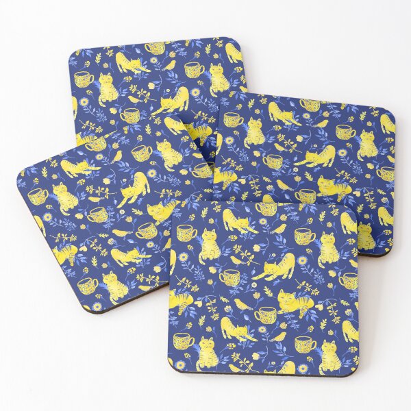 Item preview, dreaming of blue and yellow cats (blue) designed and sold by paint-it-fun.