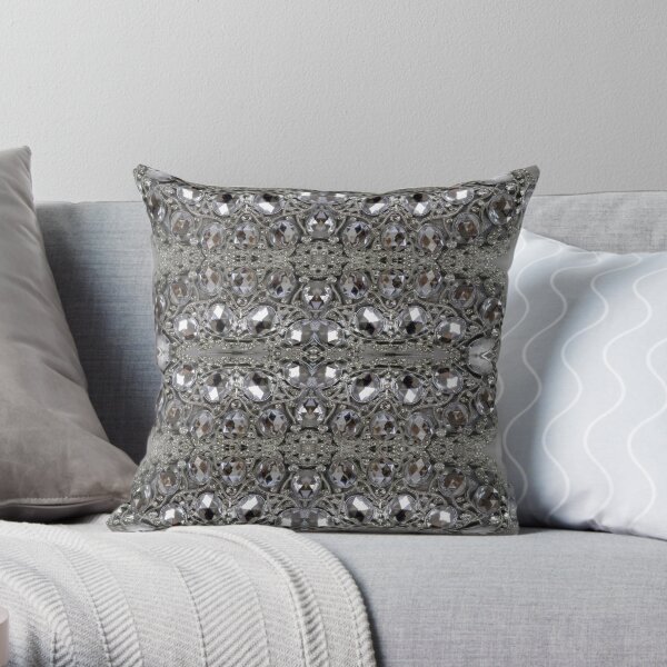tendance assez glamour bling gris cristal strass argent Coussin