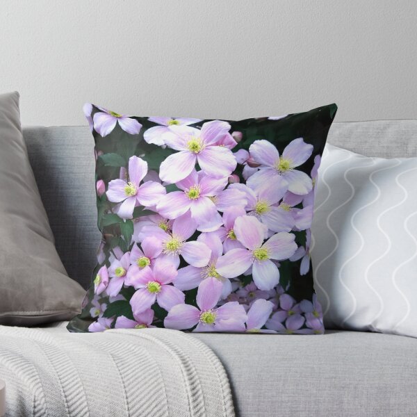 Pink clematis flowers Throw Pillow