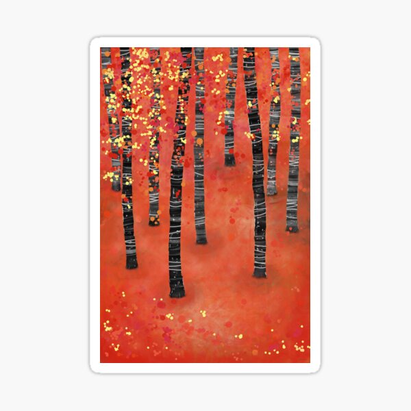 Birches - Autumn Woodland Abstract Landscape Sticker
