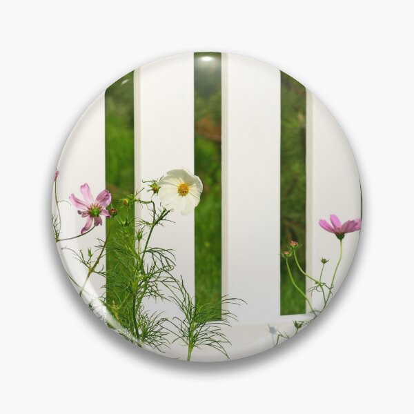 Item preview, White fence on green grass with flowers. designed and sold by IaroslavB.