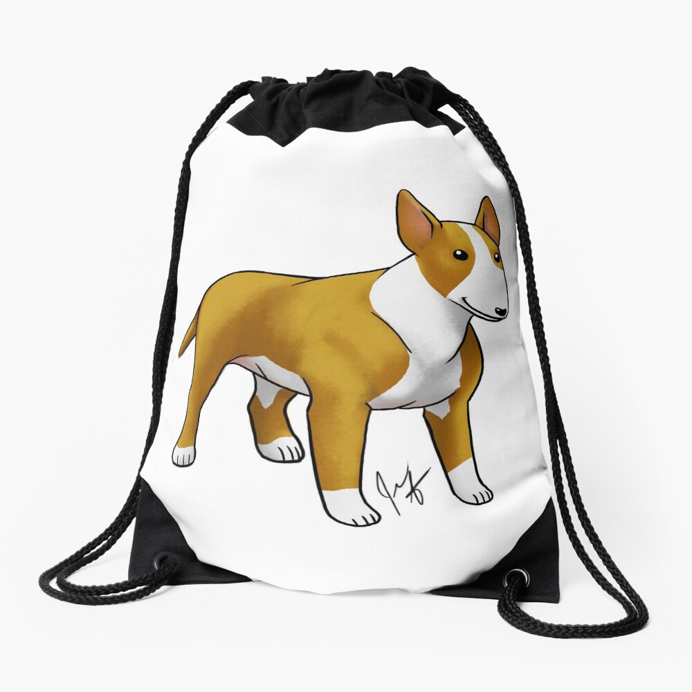 Bull Terrier - White Drawstring Bag