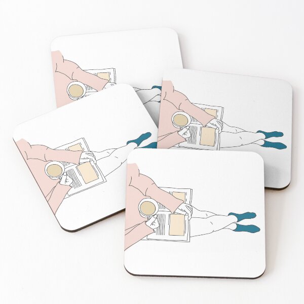 Item preview, Woman Relaxing with Tea and a Book - Minimal Line Drawing by Design by Cheyney designed and sold by designbycheyney.