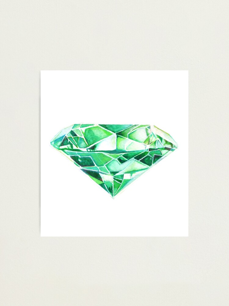 Alternate view of Green Emerald Watercolor Photographic Print