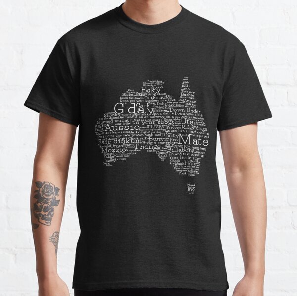 Black and White Australian Slang Map Classic T-Shirt