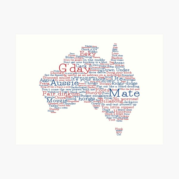Special Edition Australian Slang Map Art Print