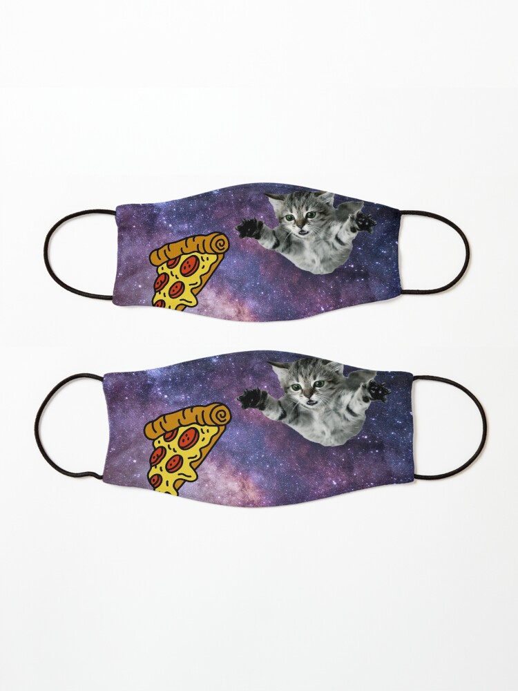 Alternate view of Galaxy Space Kitty Cat Pizza Face Mask Mask