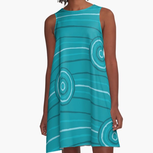 Reef Australian Aboriginal Line and Circle Painting A-Line Dress