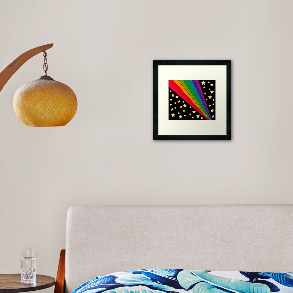 Stars and rainbow Framed Art Print