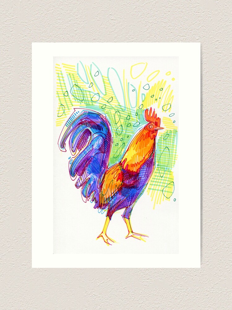 Alternate view of Rooster Drawing - 2011 Art Print
