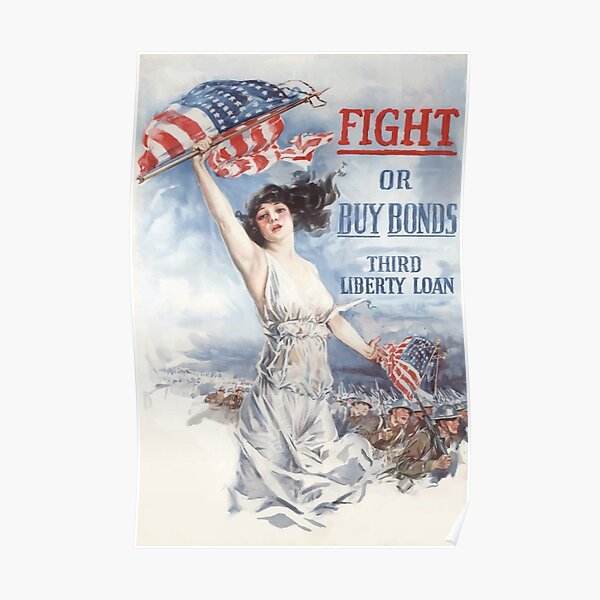W63 Vintage WWI Fight or Buy Bonds Loans Fund Raising War Poster WW1 A4 