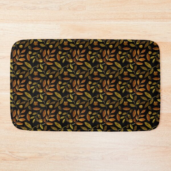 Item preview, Luxury  golden leaves and branches on a black background pattern. boho style designed and sold by gata-iris.