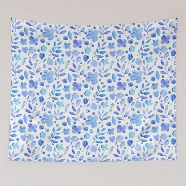Item preview, flores provinciales azul de patrones sin fisuras designed and sold by gata-iris.